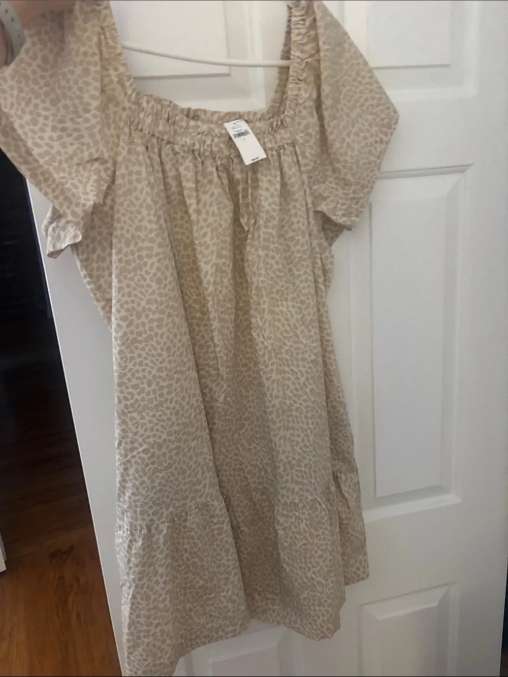 Girls Beige Leopard Print Off-Shoulder Dress NWT